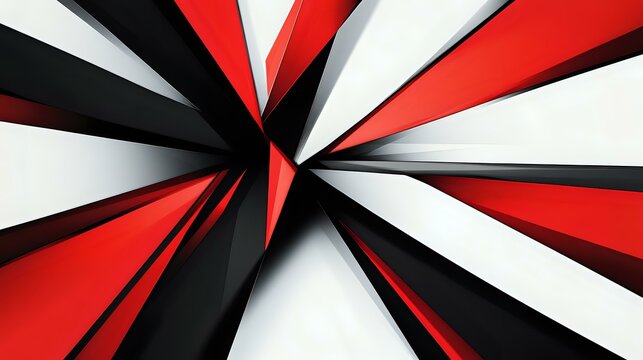 Geometric abstract background with sharp lines and angles in bold red, black, and white, creating a strong, impactful visual effect