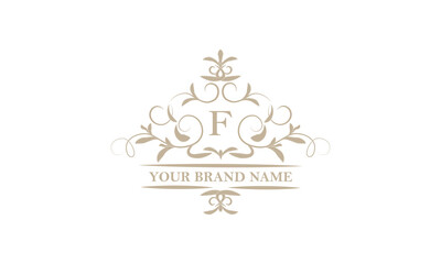 Monogram design template for one or two letters, for example F. Calligraphic elegant ornament. Vector logo for business, heraldry, boutiques, restaurant, etc.