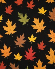 A stunning autumn leaf design on plain black background