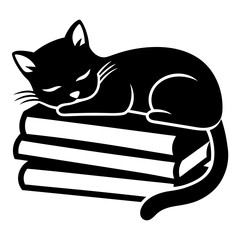 cat sleeping on a stack of books