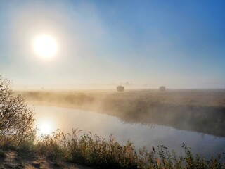 Foggy morning on the river 