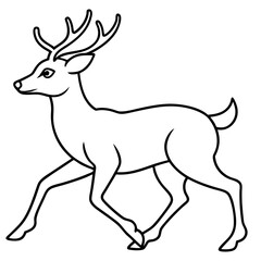 simple icon Children coloring book page, line art, monochrome black and white, cartoon outline cute style, illustration of deer