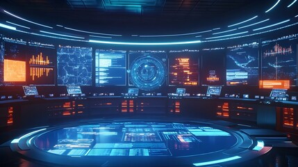 Futuristic AI Powered Digital Marketing Command Center with Cutting Edge Analytics and Optimization Capabilities