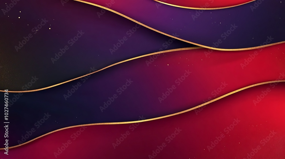Poster abstract background with wavy lines and golden accents.