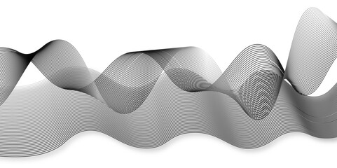 grey wavy lines and particles. Seamless curve flowing dynamic. Blending wave design isolated on black. pattern, Vector illustration. Abstract wavy lines background. Line art background