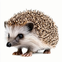 Obraz premium hedgehog isolated on white: Cute Standing Hedgehog Pet in Studio Shot, Adorable Animal with Sharp Needles in Nature