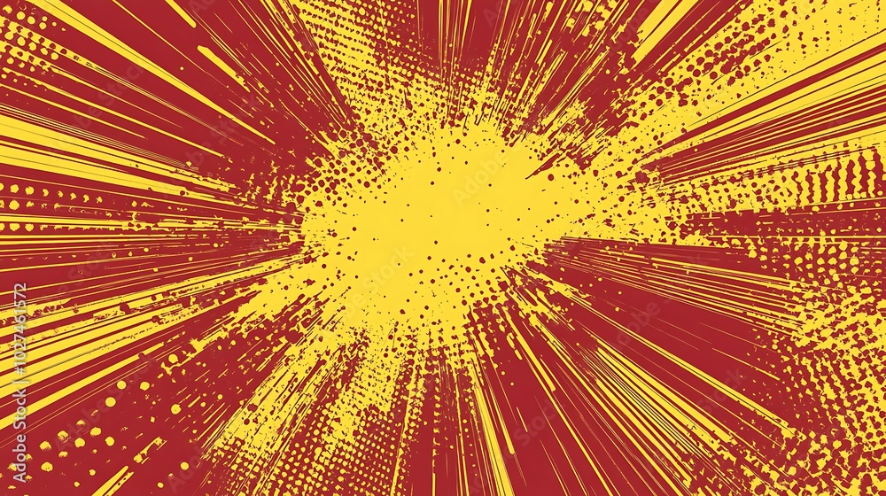 Poster abstract background with yellow and red burst.