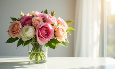 Floral arrangement with greenery and bright flowers.