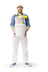 Smiling house painter holding work tools © StockPhotoPro