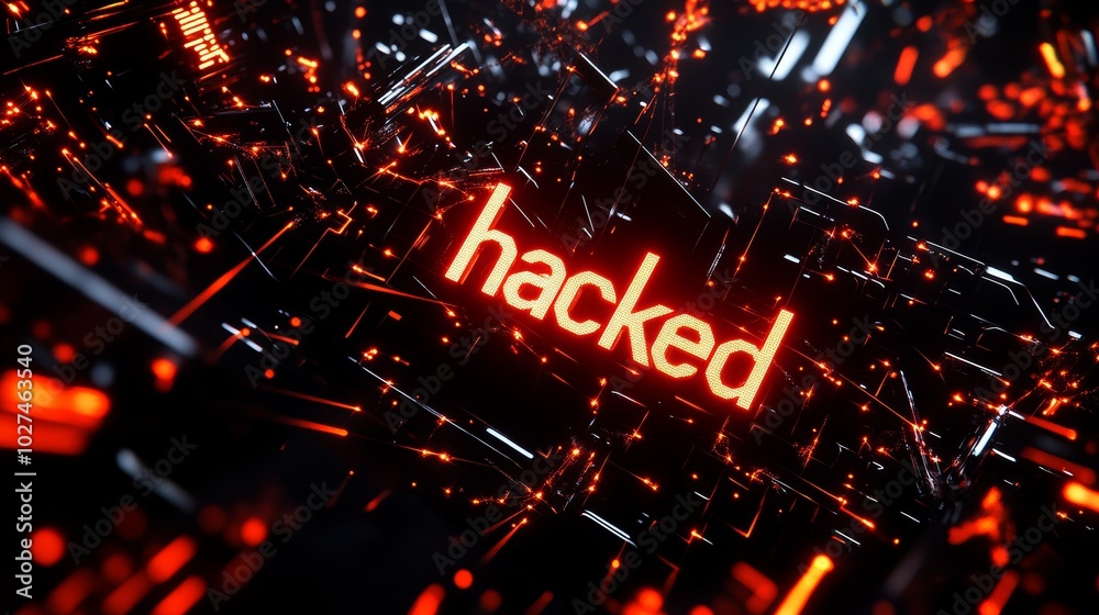 Poster Hacking scam, computer warning message that alerts you to a hack.