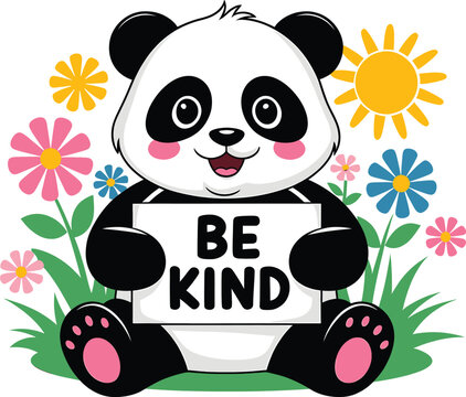 recommend clip art: Panda holing a sign vector art illustration