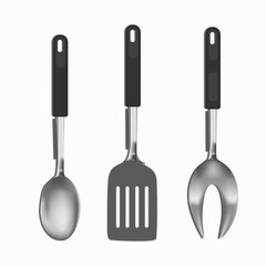 Kitchenware realistic set of vector kitchen utensils