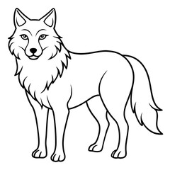 simple icon Children coloring book page, line art, monochrome black and white, cartoon outline cute style, illustration of wolf
