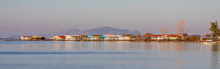 Traditional Settlement of Tourlida of stilt houses in Messolonghi, Greece