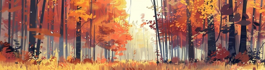 painted beautiful autumn forest