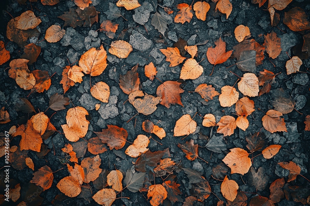 Poster background of yellow leaves falling from a tree in autumn
