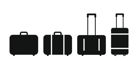 Suitcase icons set. Travel baggage vector icon. Travel baggage vector icon. Luggage symbol.