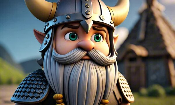 3d viking cartoon character mascot digital art