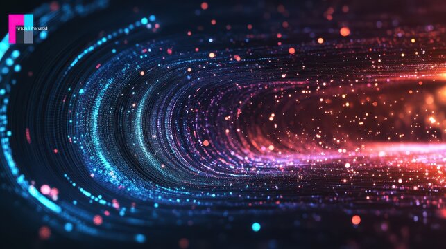 Futuristic depiction of a hyper-speed data flow with neon rays creating a vibrant explosion in a sci-fi space travel concept