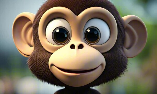 3d cute little monkey cartoon character mascot digital art