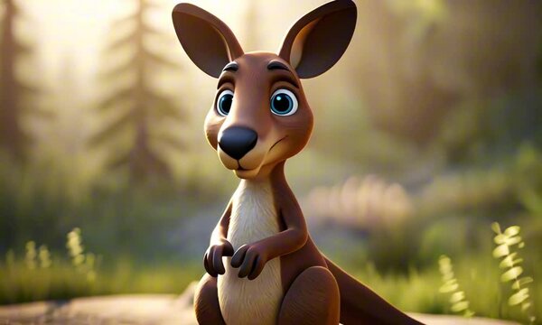 3d kangaroo cartoon character mascot digital art