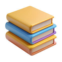 3D Stack of colorful books isolated on white background. Collection of different books. Back to school and education learning concept. High quality photo
