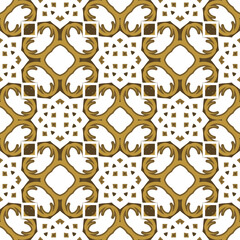 Seamless pattern in gold, white and brown colors. Asian motives. Vector illustration