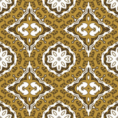 Golden seamless ornament squared. Decorative composition, background, wallpaper and more. Vector illustration