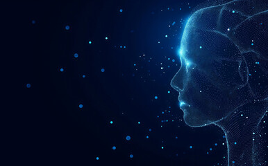 Woman interface of artificial intelligence with wireframe