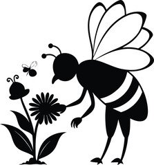 Bee collecting honey from flower 