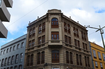 Facade of colonial building in the city of Santa Cruz de Tenerife