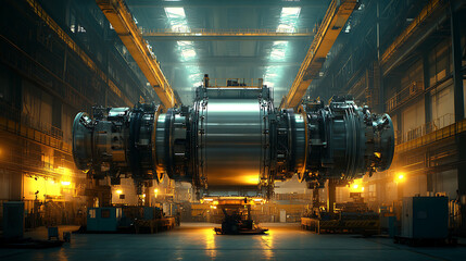 Heavy Machinery Plant: A factory specializing in the production of heavy industrial equipment, with massive machines being assembled. Forklifts and cranes are seen moving large parts,