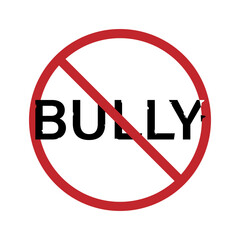 Isolated grunge prohibition sign to Bully, assault, harashment children and shool label sign