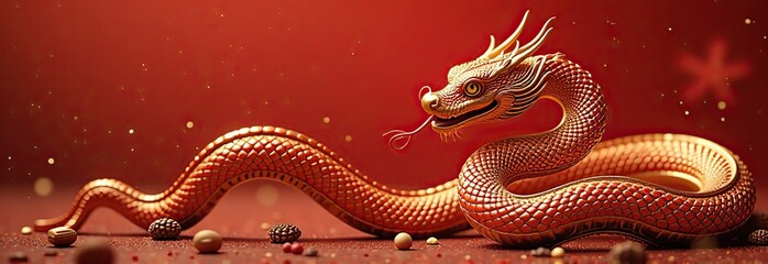 Fototapeta premium Golden snake, chinese new year
