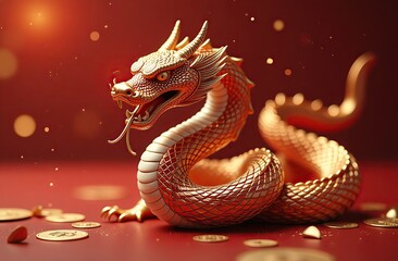 Obraz premium Golden snake, chinese new year