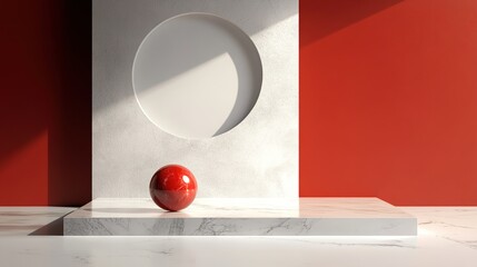 Modern Abstract Still Life with Red Accent and Texture