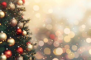 Realistic 3D Christmas Tree with Ornaments and Lights