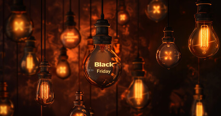 Black Friday Sale, Illuminated Ideas, Glowing Bulbs