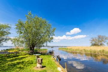 Hafen am Achterwasser in Warthe auf der Insel Usedom