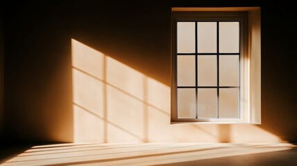 Obraz premium A single window with beam of light shining through it, creating soft warm glow, symbol of hope and new beginnings