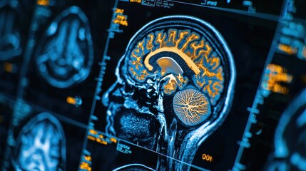 a brain scan highlighting regions of activity, symbolizing medical science and discovery