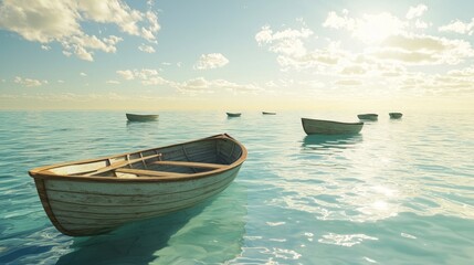 Fototapeta premium boats navigating brackish waters, symbolizing exploration and adventure