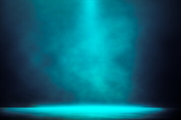 Dramatic spotlight shines on a vibrant blue entertainment background.