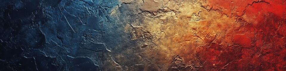 Fototapeta premium Abstract grunge decorative navy blue, red and gold stucco wall texture