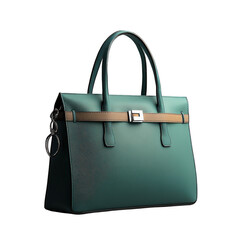 Silver-Locked Light Blue Leather Shoulder Bag with Two Compartments