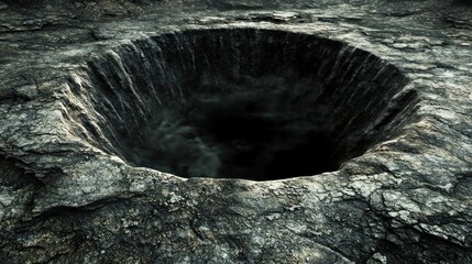 a bottomless pit disappearing into darkness, symbolizing infinity and mystery