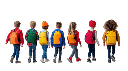Obraz premium Diverse Children Walking Together in Line Outdoor Scene Illustration