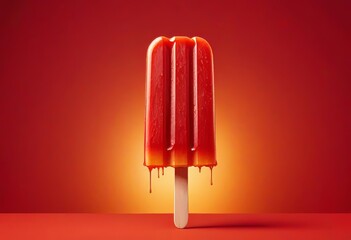 Orange on a stick in the orange background