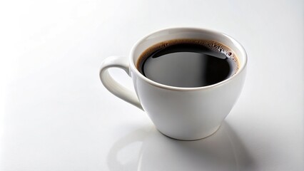 Concept: Depth of Field Black Coffee in White Mug on a white background