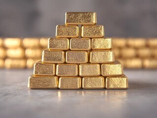 Gold Bricks Pyramid Formation Symbolizing Strong Financial Growth